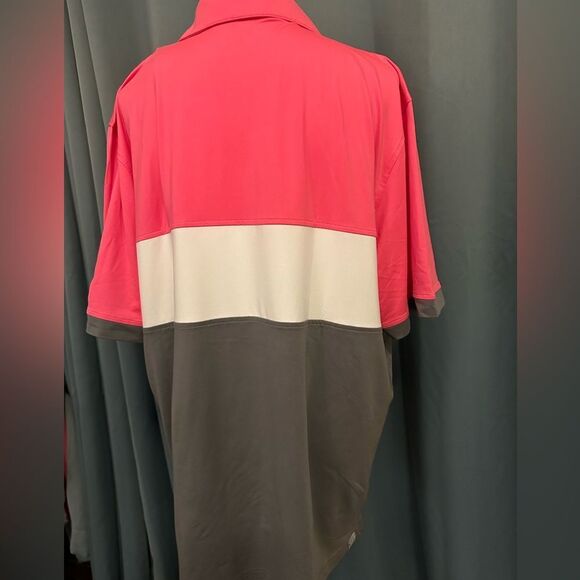 Puma Mens Xl Striped Golf Polo Cloudspun Golf Course Pink White Gray - Picture 4 of 7